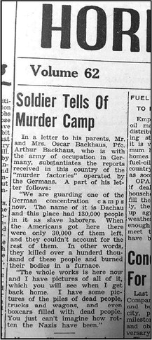 Horicon Reporter Article From 1945 To Be Included In United States   Holocaust Memorial Museum Archives