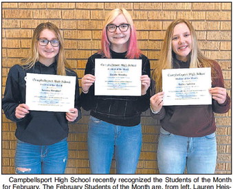 CHS February Students  Of The Month