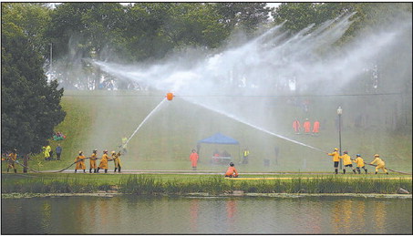 Firefighters Compete In Water Fights